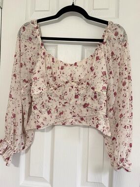Altar’d State XS Floral Cottagecore Milkmaid Crop Top Puff Sleeve Peasant